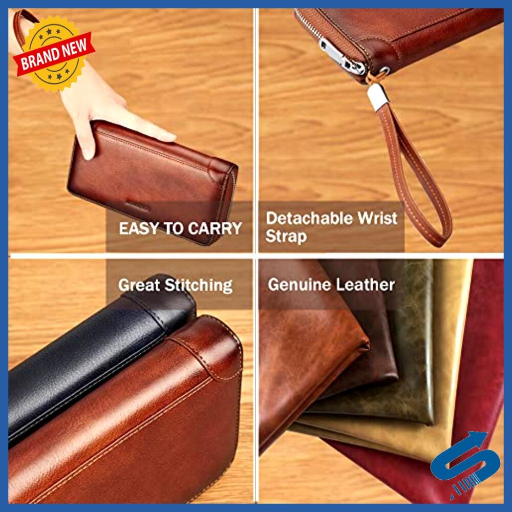 Leather Rfid Blocking Wallet With Detachable Wris… - image 5